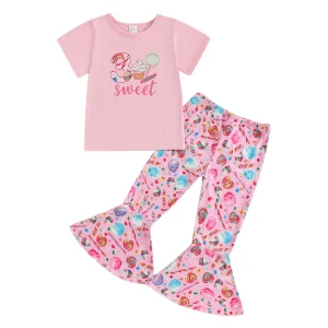 Cute Baby Girl Birthday Clothes Unicorn Print 2 Piece Outfit Set